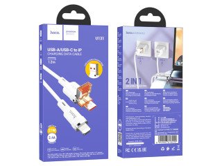 U131 Afortunado 2-in-1 charging data cable USB/Type-C to iP