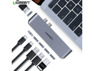 Ugreen Dual USB-C To 2*USB 3.0 A+USB-C Female+ HDMI+ Gigabit Ethernet Converter