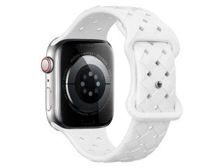 IWatch WA16 Flexible series bamboo pattern solid color silicone strap(38/40/41mm) White