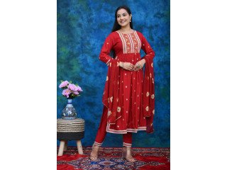 Womens Nira Cut Kurti Pant Dupatta Set