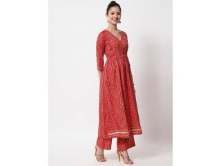 Womens Anarkali Kurti Pant With Dupatta Set