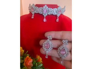 Pink American Diamond Choker