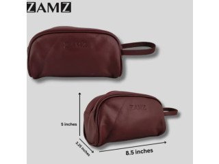 Zamz Genuine Leather Toiletry Bag for Unisex |Make up Organizer Multifunction Portable Makeup Pouch