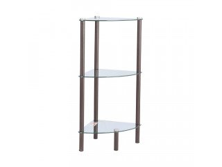 RONTO CORNER GLASS SHELF 3TIER BN/CG