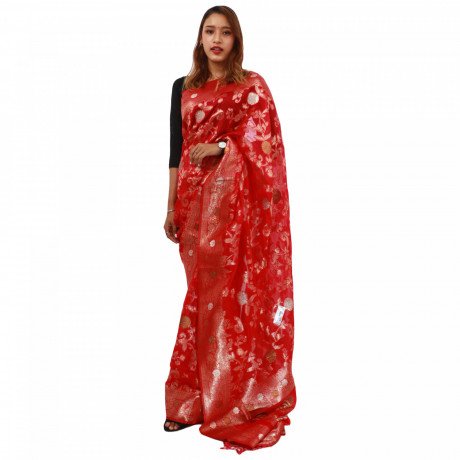 womens-organza-woven-design-saree-with-unstitched-blouse-big-1