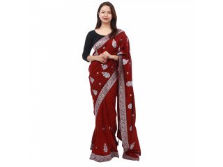 Women's Vichitra Silk Saree With Blouse Piece