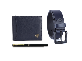 Hammonds Flycatcher Leather Wallet Belt and pen Combo Gift Set For Men (592 bu ,pen and 8001 bu)