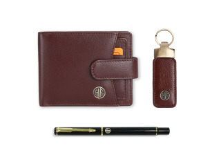 Hammonds Flycatcher Genuine Leather Wallet Combo Gift Sets Wallets Pen and Key Ring For Men (502 lnbr)