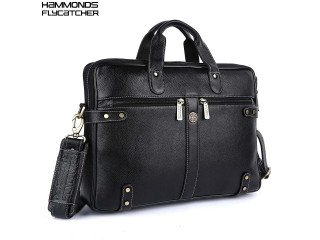 Hammonds Flycatcher Genuine Leather Black 15.6 Inch Laptop Bag 152 BLK