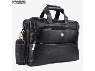 Hammonds Flycatcher Genuine Leather Laptop Bag (163 BLK)