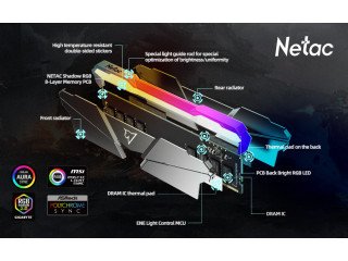 Netac DDR4 RGB 3200MHz RAM Sticks 16GB(2 * 8GB) XMP 2.0 1.35V (PC4-28800) Premium Desktop Gaming Memory Kit for Gammers and Experienced Builders