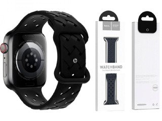 IWatch WA16 Flexible series bamboo pattern solid color silicone strap(42/44/45/49mm) Black