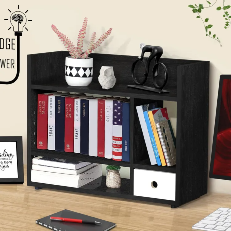 ressence-table-top-book-stationery-rack-book-stand-small-wooden-multi-layer-shelf-for-bedroom-or-office-in-black-big-0